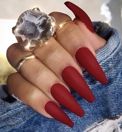 20+coffin baddie red acrylic nails design