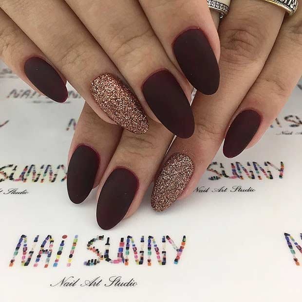 Matte Burgundy and Gold  glitter