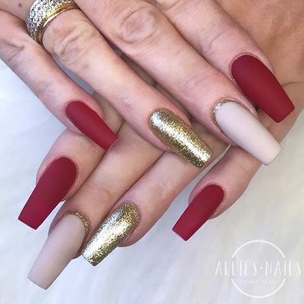 Glitter Nail Design with Gold