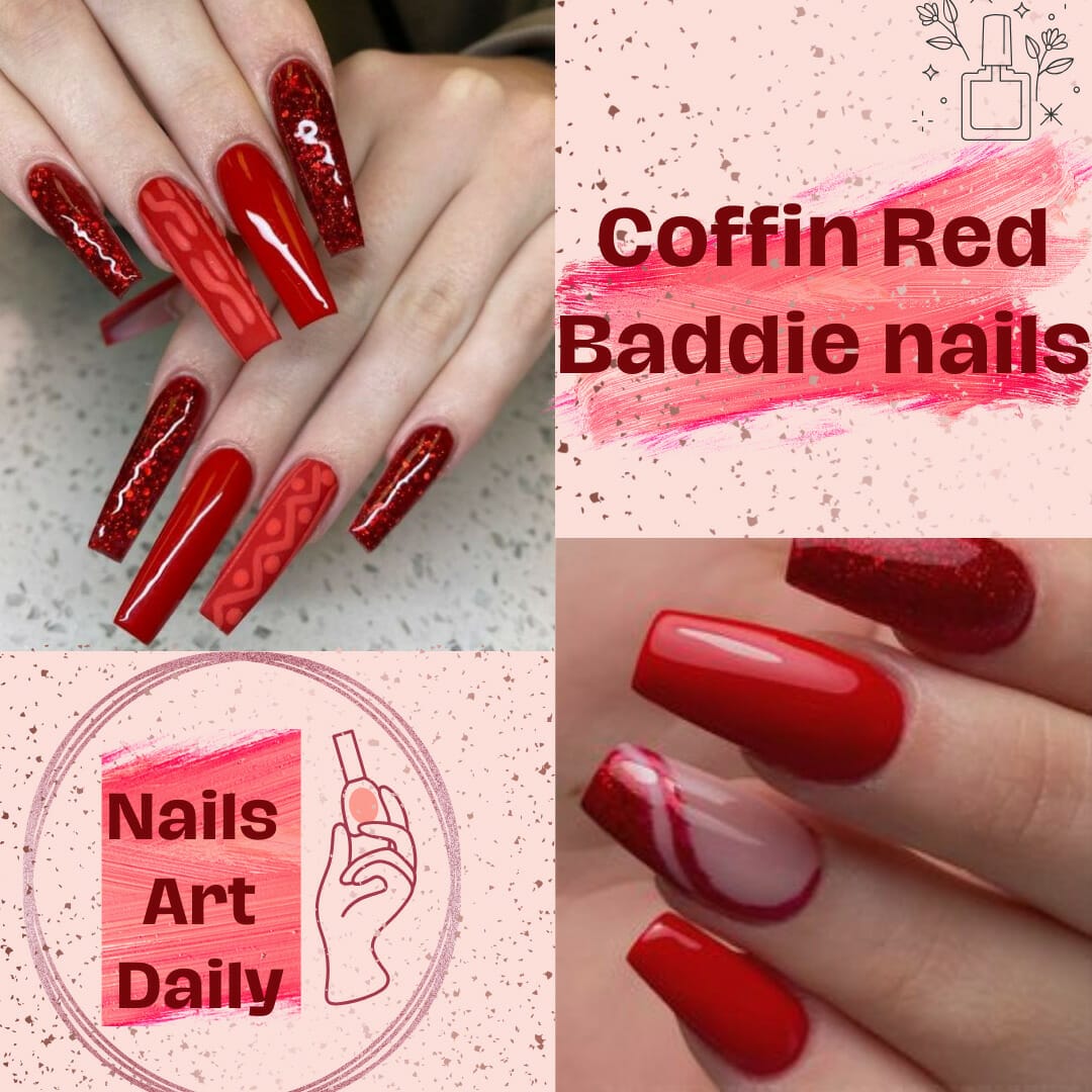 Coffin Red Baddie Nails