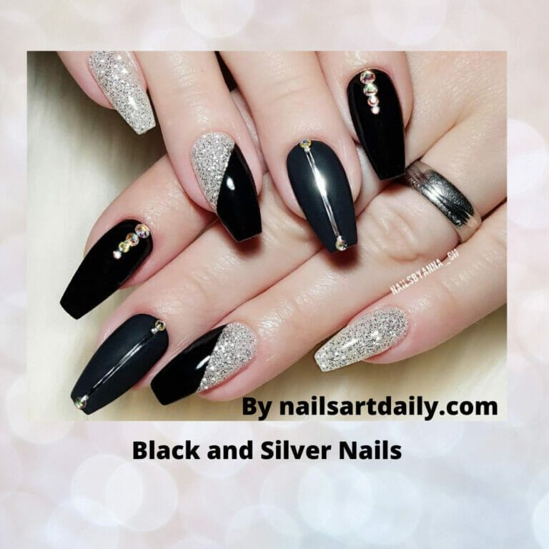 Black and Silver nails : 25+ perfect design