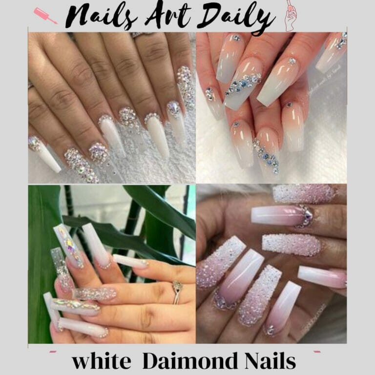 20 White Nails with Diamonds Designs 2023