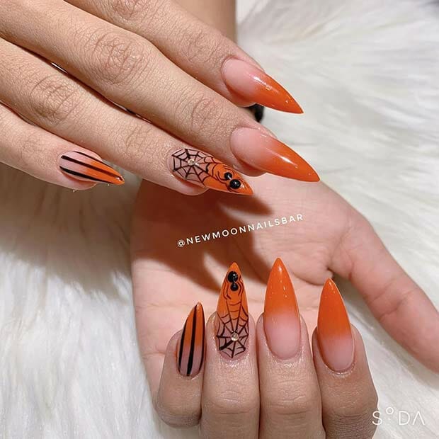 Ombre-Orange-Stiletto-Nails
