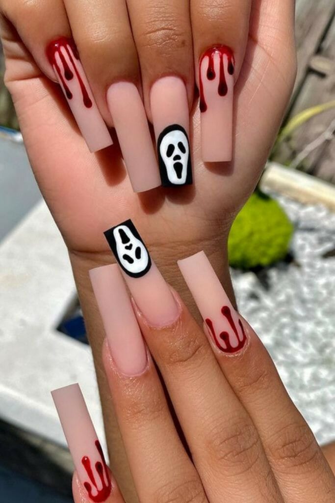 Skull-And-Blood-Splatter-Nail-Art