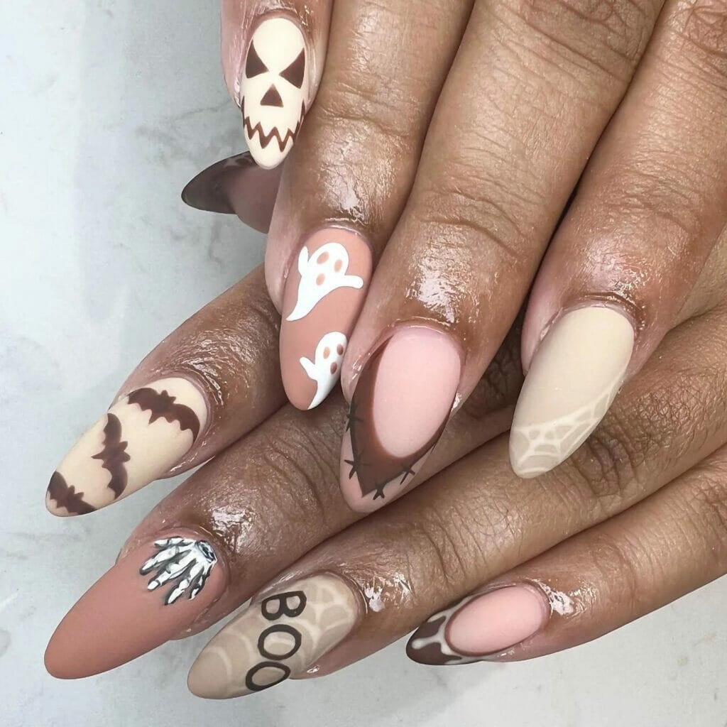 Coffee-Color-Halloween-nails