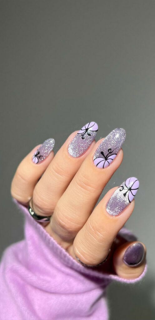 Cute-Glitter-purple-Halloween-Nails