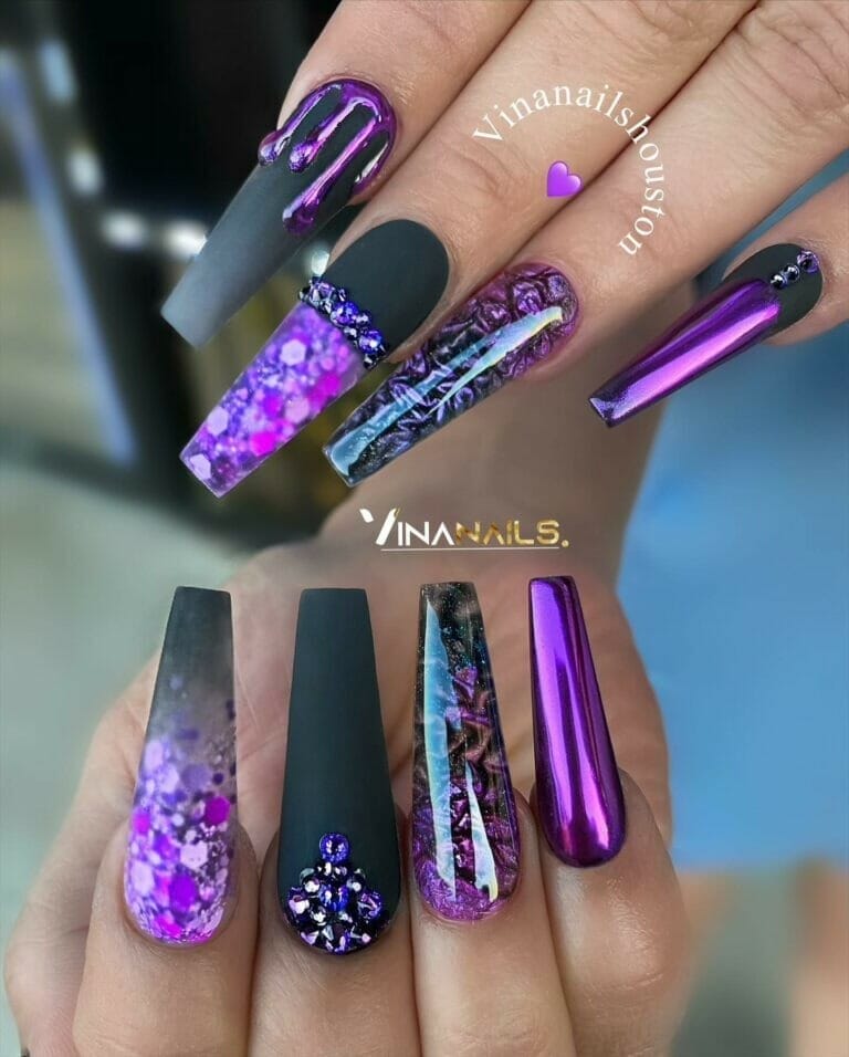 Sparkling-Black-and-purple-Halloween-Coffin-Nails-with-Rhinestones
