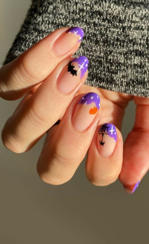 Purple-halloween-French-Tip-Nails