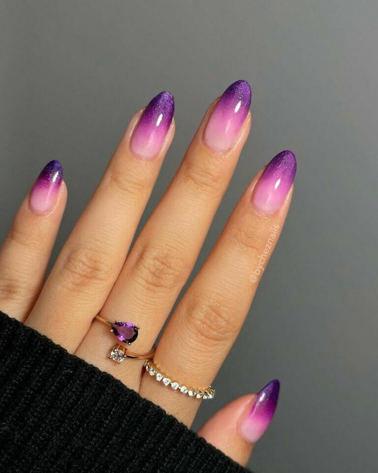 Sparkling-Purple-Halloween-Ombre -Nails