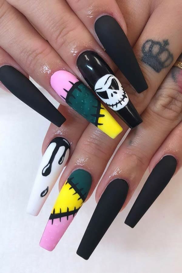 Jack-and-Sally-Inspired-Nail-Art