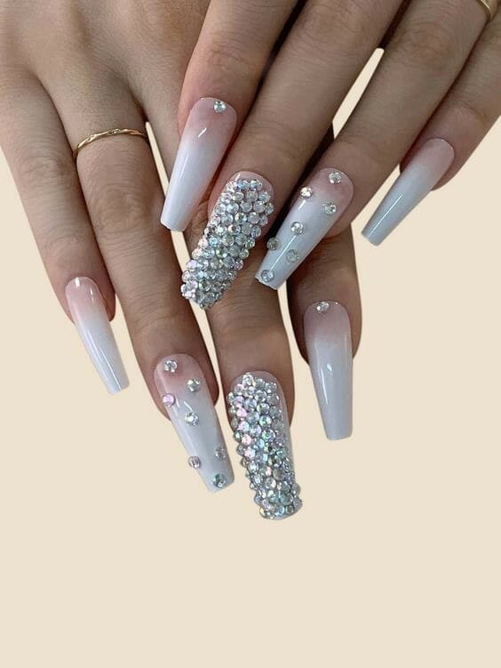 daimond-Filled-Majestic-White-Tip Nails