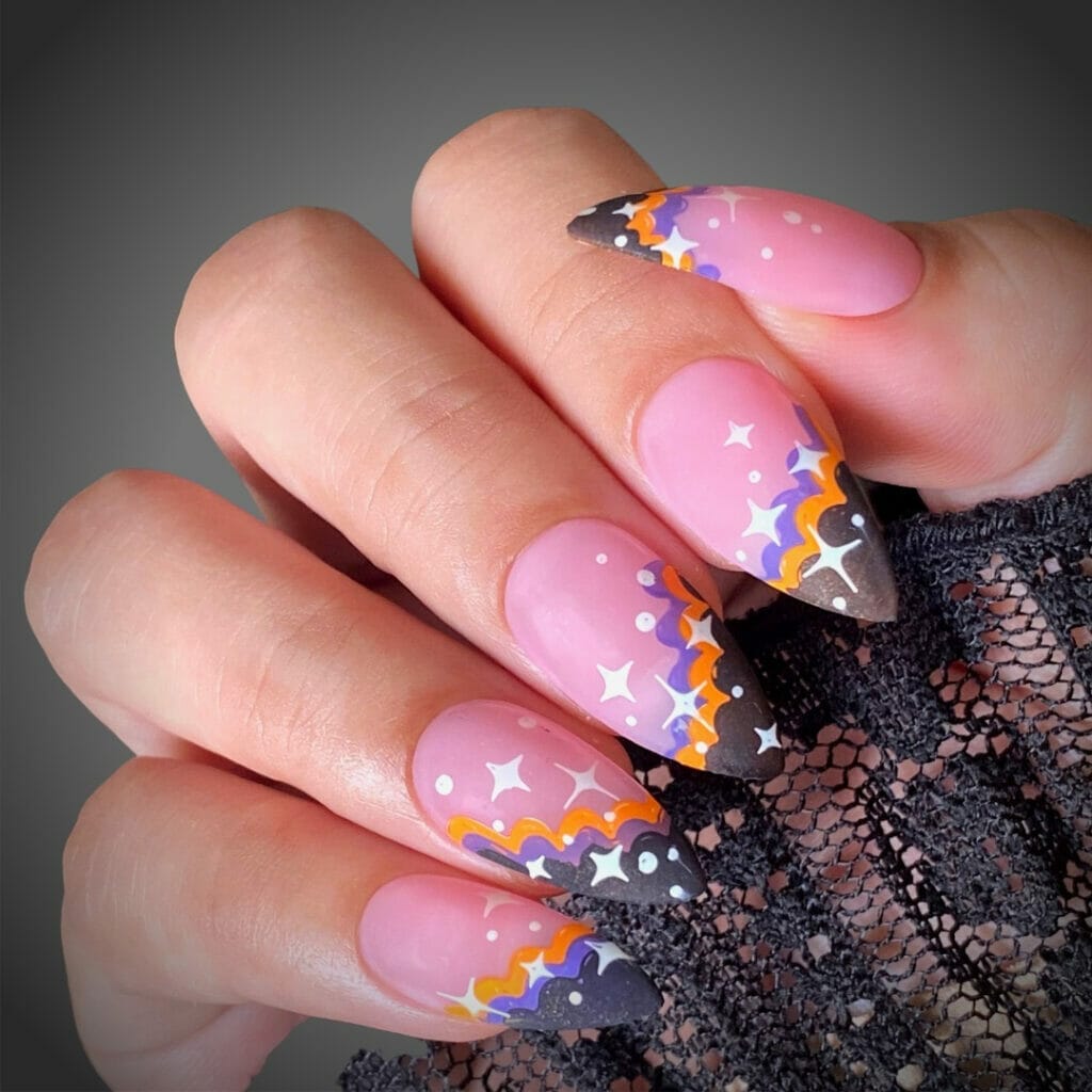 oRANGE,-pURPLE-&-bLACK-wITH-PINK-POLISH
