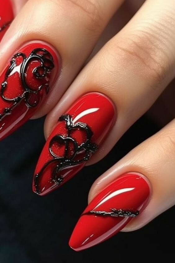 Statement-red-coffin-Nail-Art