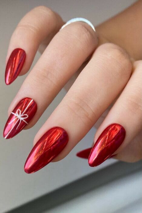 Metalic-Red-Coffin-Nails