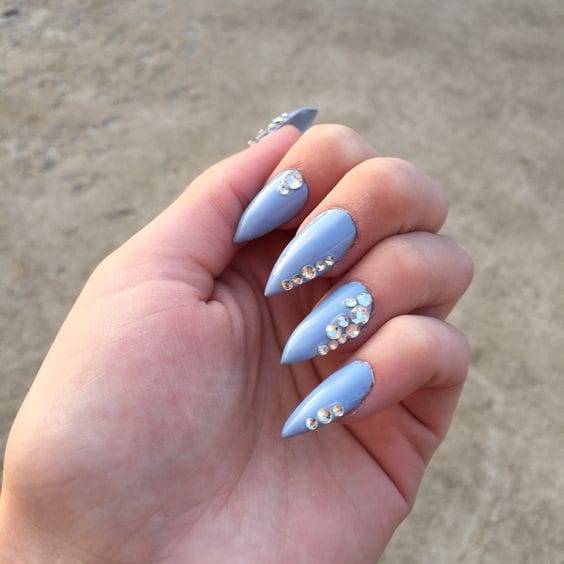 Periwinkle bling nails
