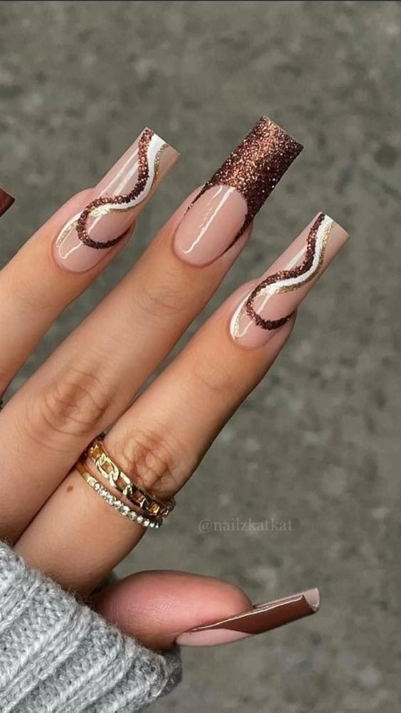 Golden + Silver Glitter Nail