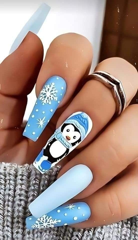 -cute winter wonderland nails