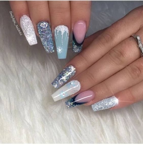 Ice Cuff and Blue Nails with gems
