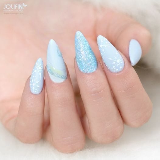 Frozen Blue winter wonderland Nails