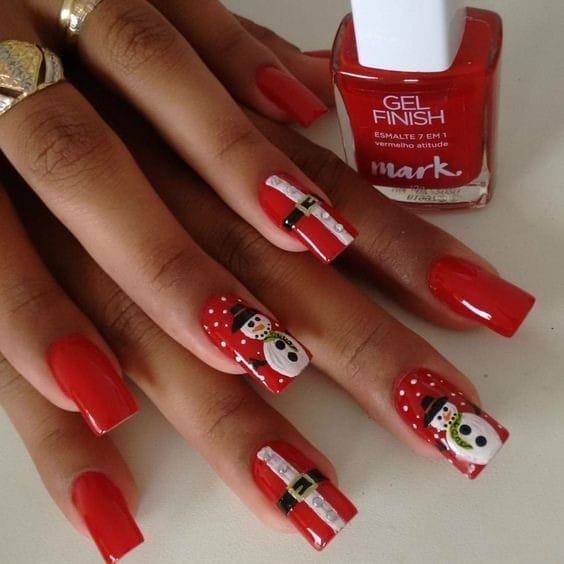 red Snowman Nails