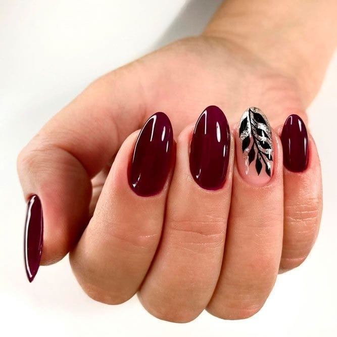 Lush Leafy burgundy Nails