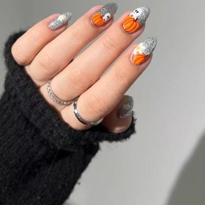 Pumpkin and Ghost with glitter
