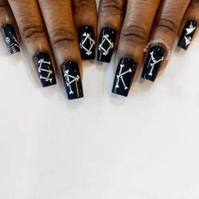 Spooky Bones Letter nails