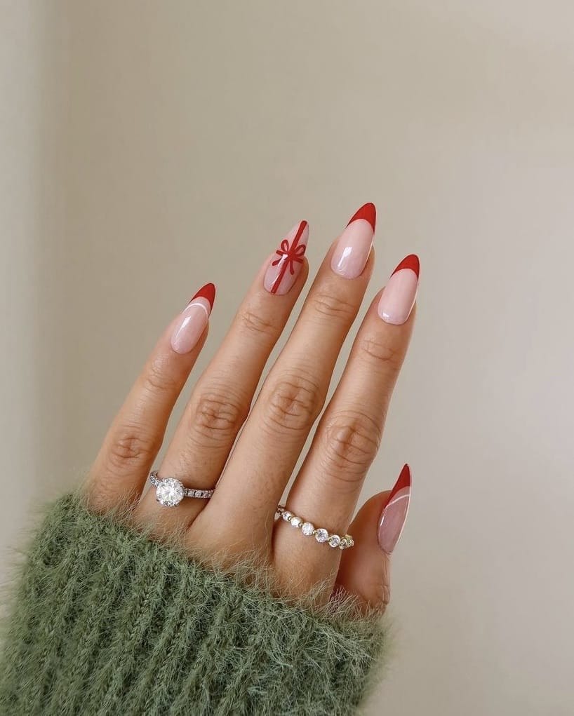 Easy Classy French Tip Christmas Nails