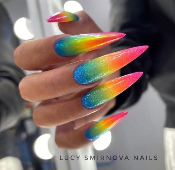 Rainbow Ombre Nails