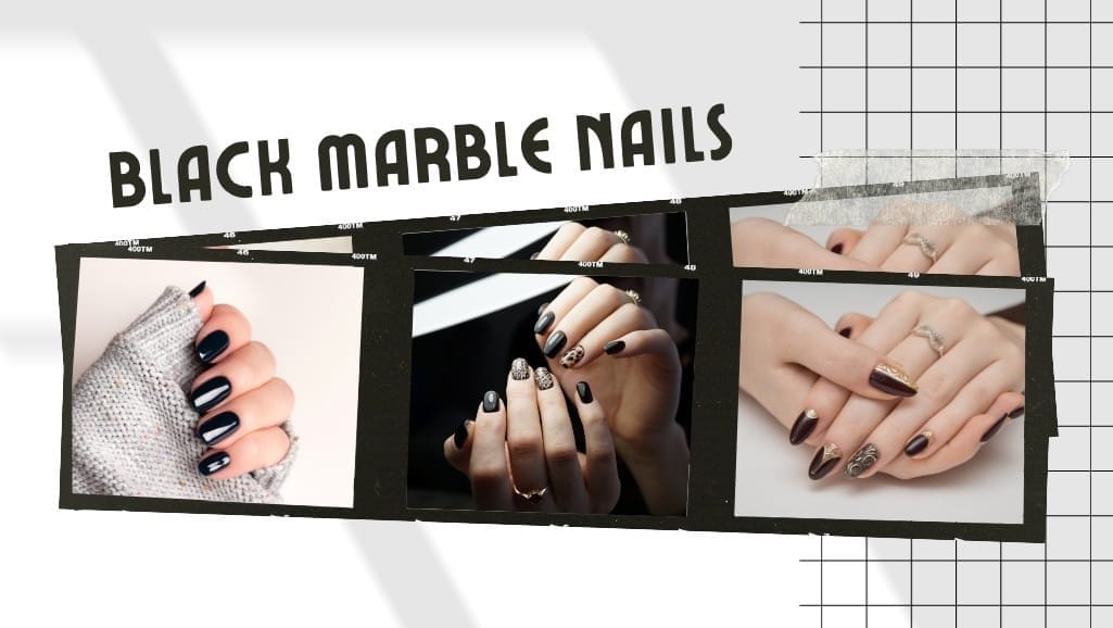Black marble Nails