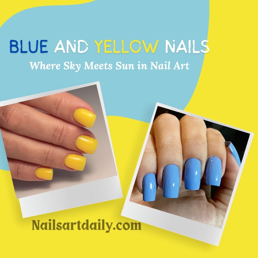 blue and yellow nails by nailsartdaily