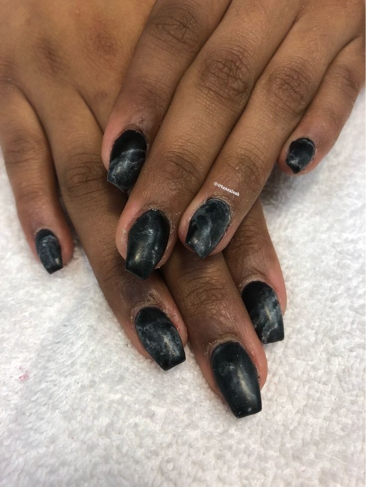 Messy Black Marble Nails