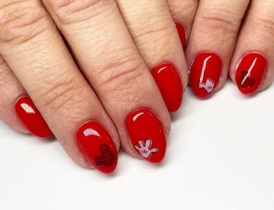 Mickey Hands red nails