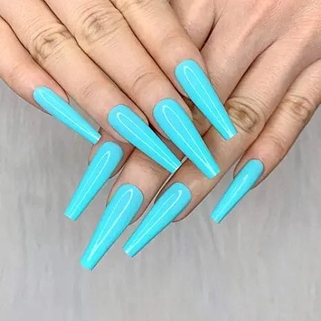 All-Over long Tiffany Blue Nails
