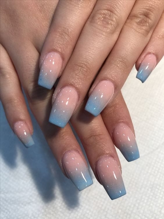 Blue and Beige Combo nails