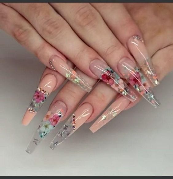 Floral Bouquet Acrylic Nails