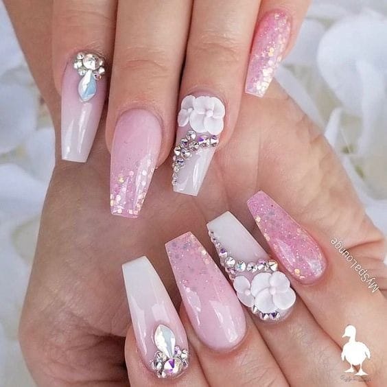 Floral Wedding guest nails