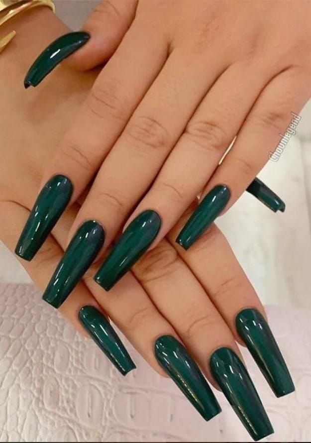 Forest Green Coffin Nails