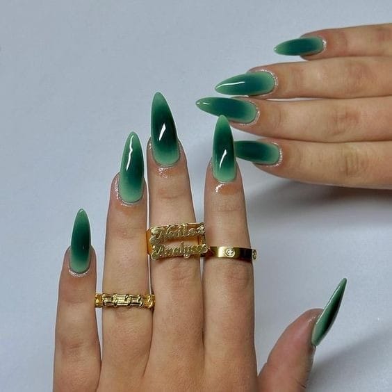 Crystalline Emerald Green Nails