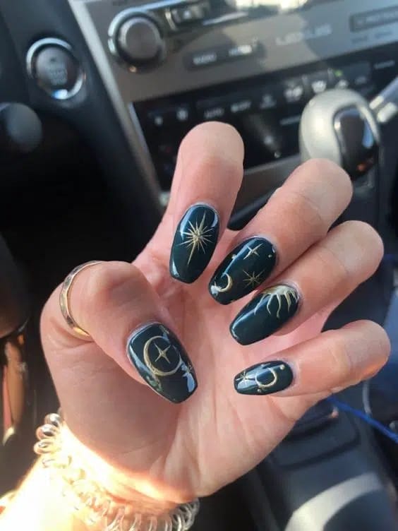Constellation Nails in Green