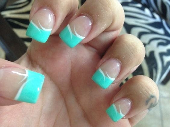 Blue French Manicure with Accent Nails