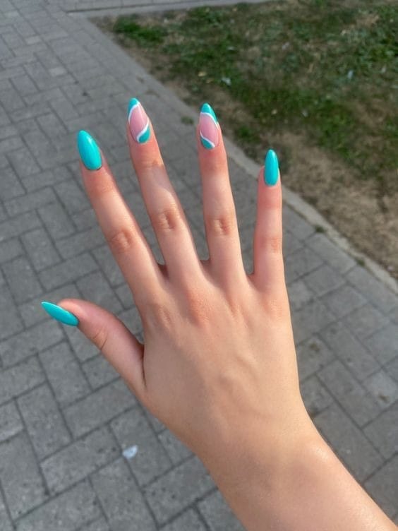 Blue Negative Space nails
