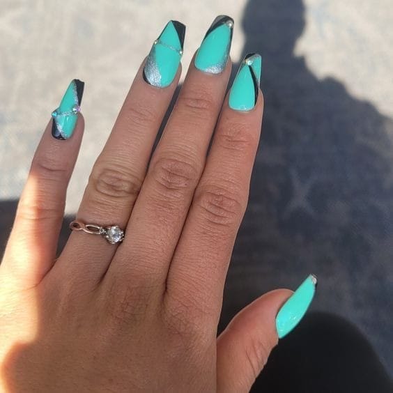 tiffany Blue and Black Abstract Design