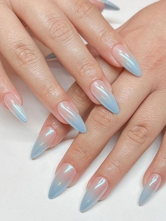 Tiffany Blue almond Ombre Nails