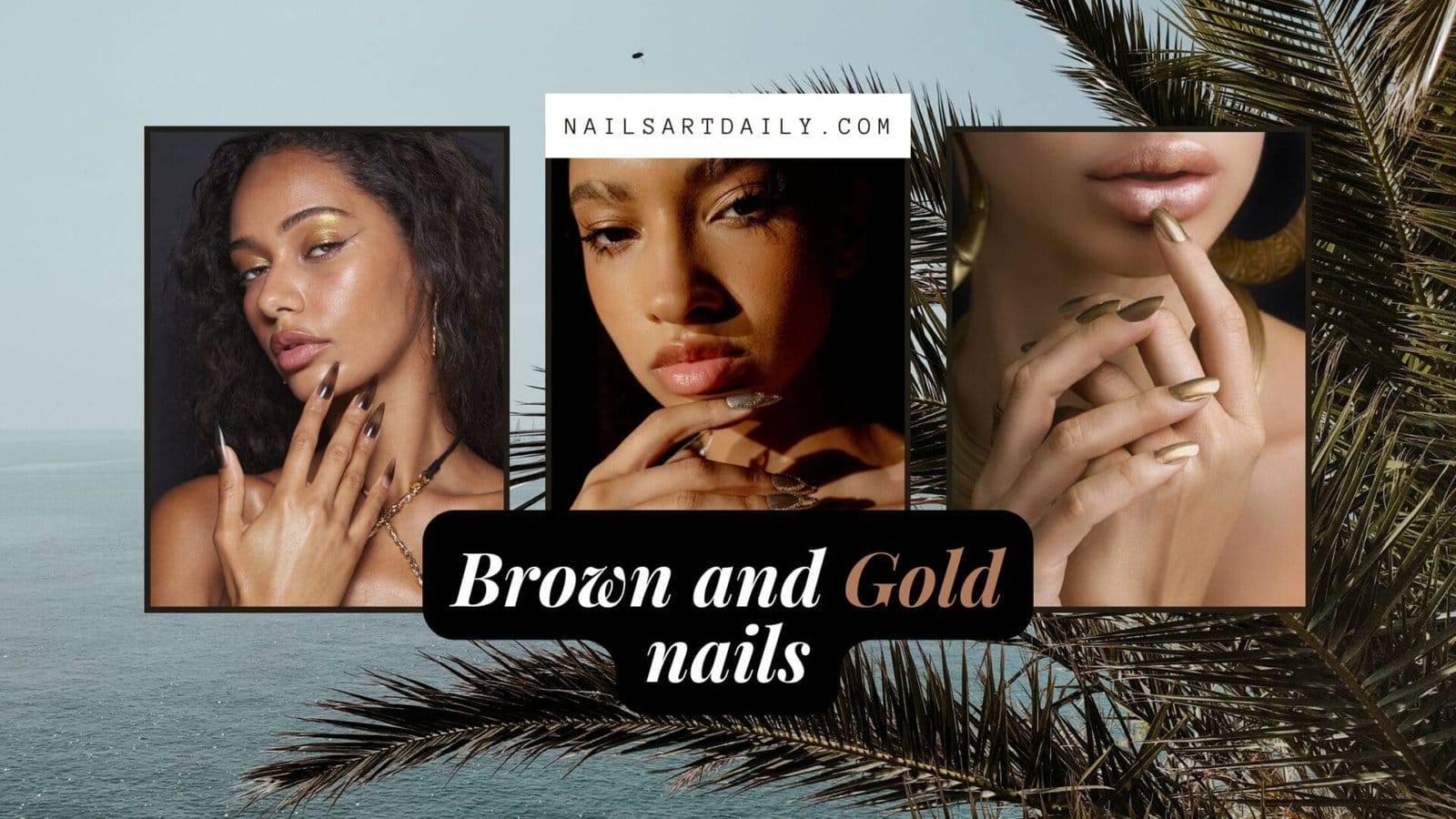 brown and gold nails